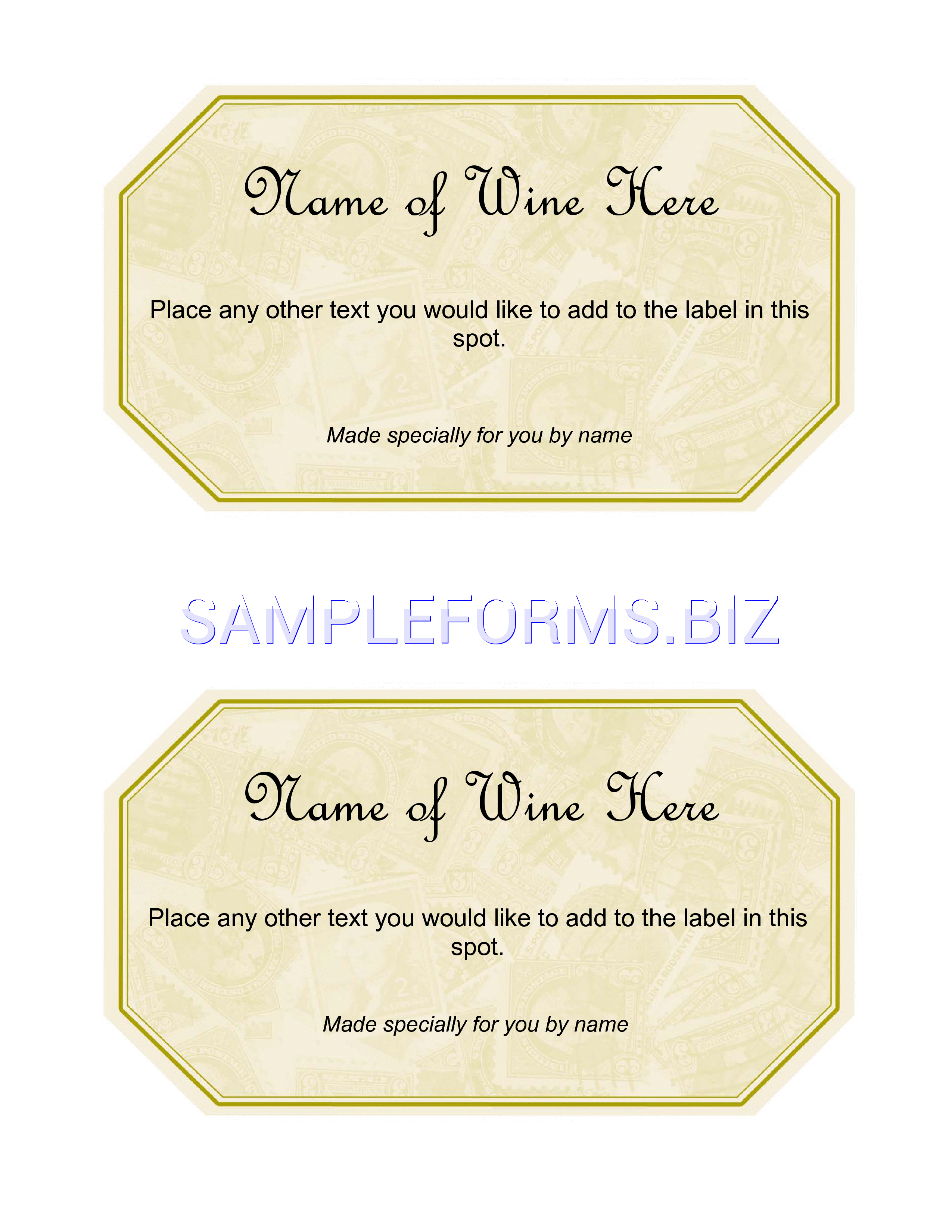 Preview free downloadable Wine Label Template 2 in PDF (page 1)